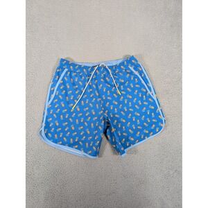 Bonobos‎ Swim Shorts Mens Small Blue Pineapple Print 7 Inch Inseam Mesh Lined